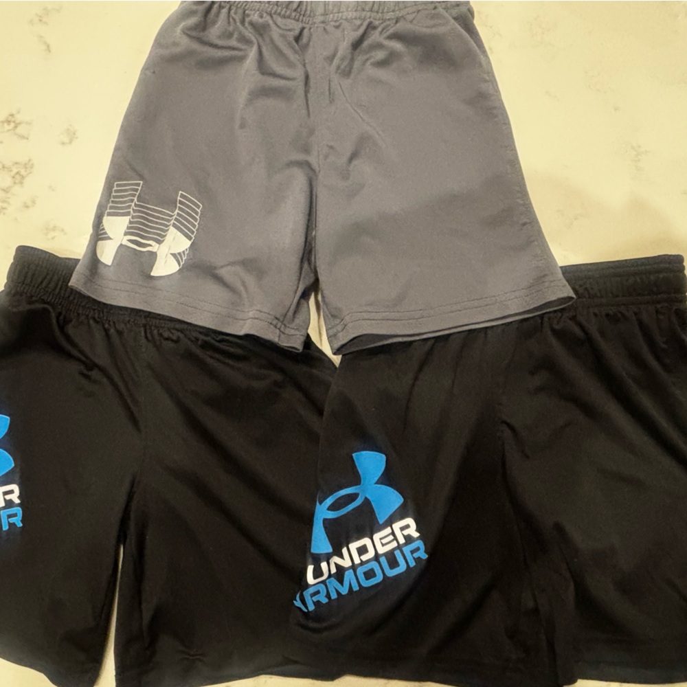 Three Pairs of Under Armour 4T Boys’' Black and Gray Shorts Set